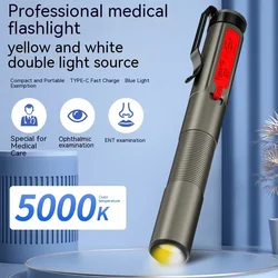 Emergency LED Flashlight Type-C Charging Han Pen Light Torch Clip Pocket Lamp for Dentist Nurse First Aid Work Lighting