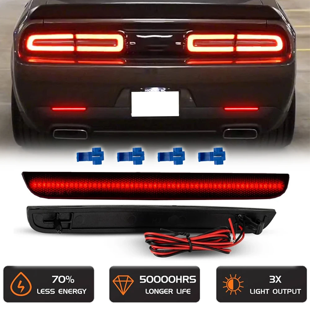 

2pcs Rear Bumper Reflector LED Side Marker Brake Light for Dodge Challenger 2015-2022 Red