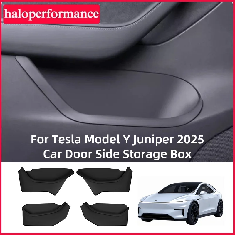 

Door Side Storage Box for Tesla Model Y Juniper 2025 TPE Front Rear Door Handle Armrest Tray Organizer Cover Interior Accessoris