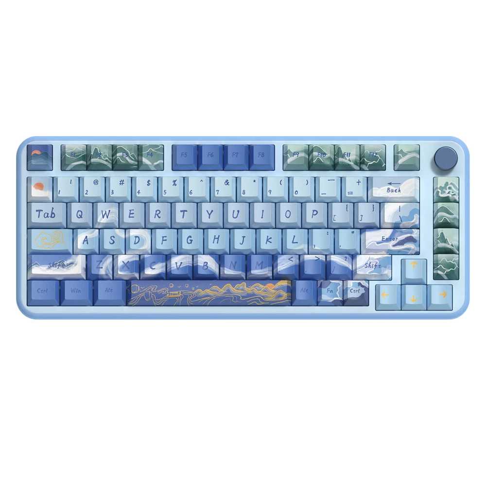 Imagem -02 - Lake Mountain Temáticos Keycaps Altura de Fábrica Original Estilo Chinês Antigo Compatível rk Vgn Mecânica Key Cap 75 8498