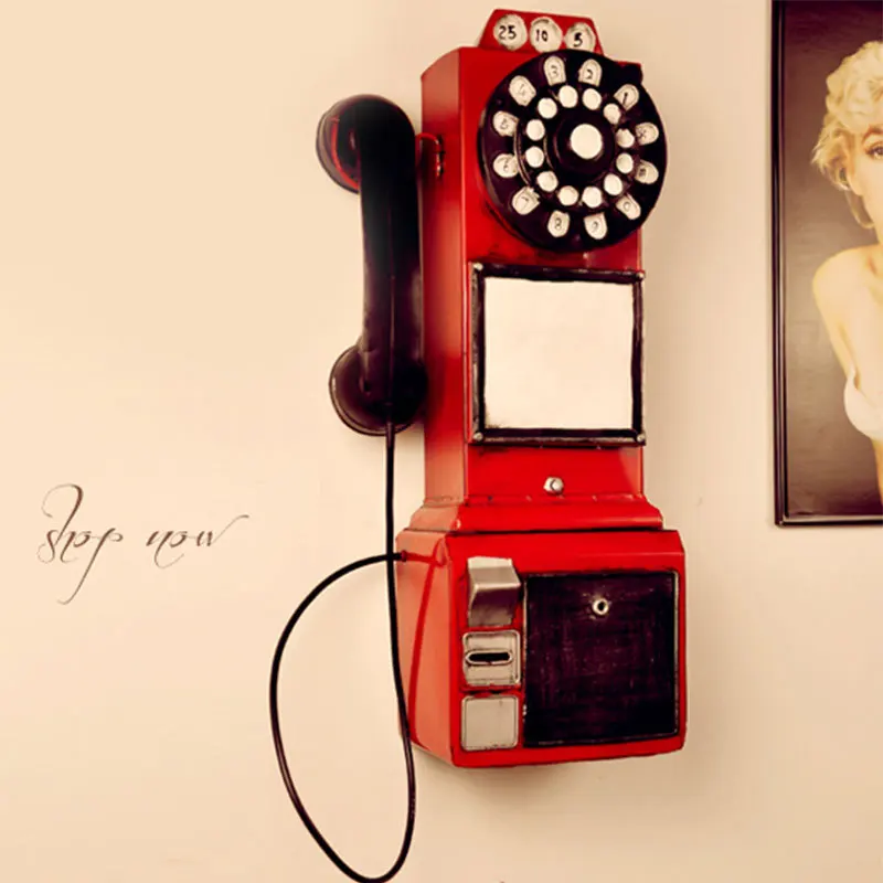 

Iron Telephone Model Wall Pendant Retro Nostalgic Props Bar Wall Decorations