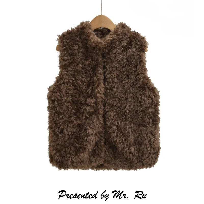 

Мягкий уютный жилет из флиса для женщин, осенне-зимний, модный, милый, стильный, с воротником-стойкой, легкий, для многослойного ношения, верхняя одежда