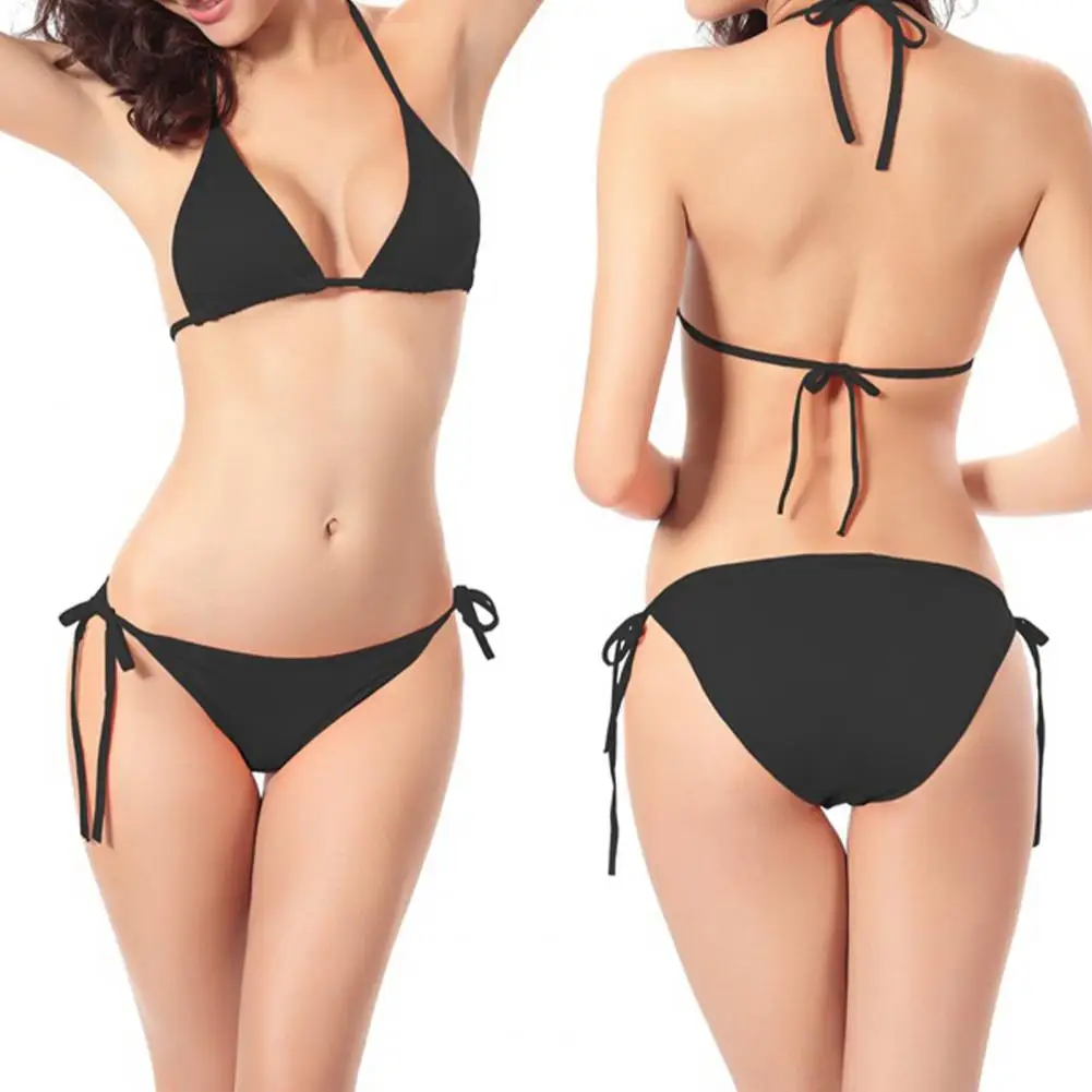 

Halter Swimsuit Sexy Women Backless Halter Two Piece Swimsuit Triangle Bikinis Bandage Swimsuit Summer Biquini Bathing Suit