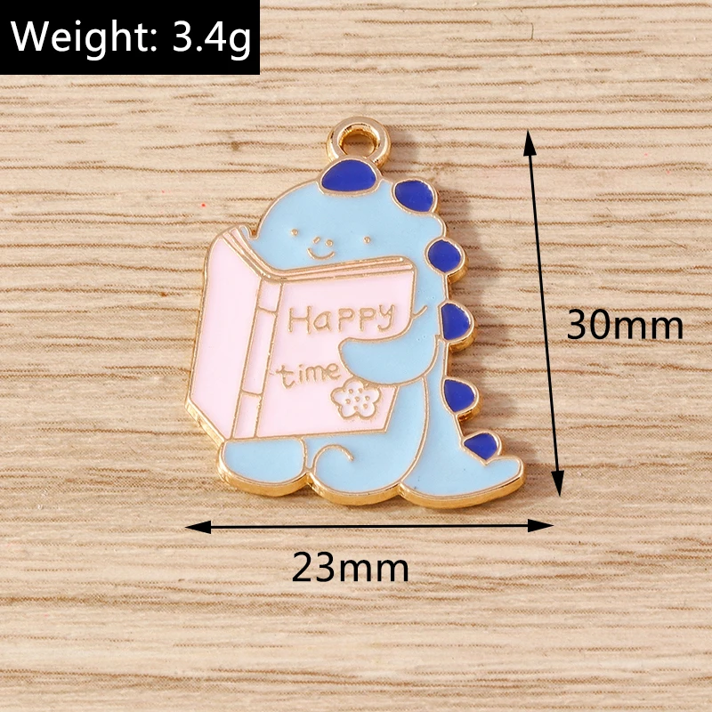 Tusember 10 Stück Mix Niedliche Charms Emaille Dinosaurier-Anhänger für Schmuckherstellung Niedliche Ohrringe Halsketten Armbänder DIY Bastelarbeiten – Detail 11