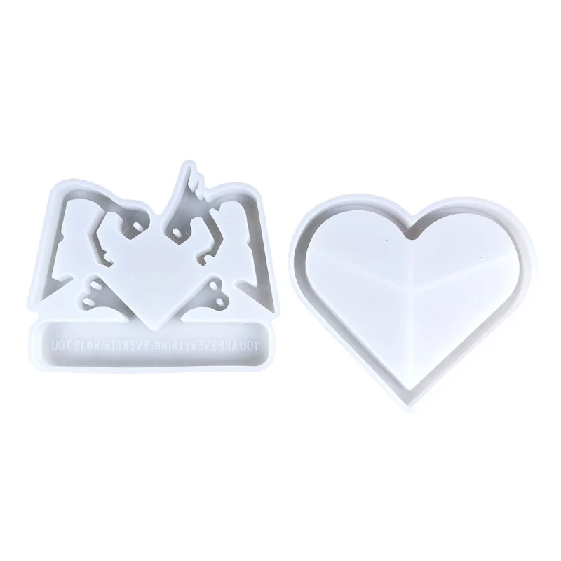 Silicone Mold Set of 2 for Crafting Romance Couple Heart Figurines Portable for Special Day or Anniversary Gifts