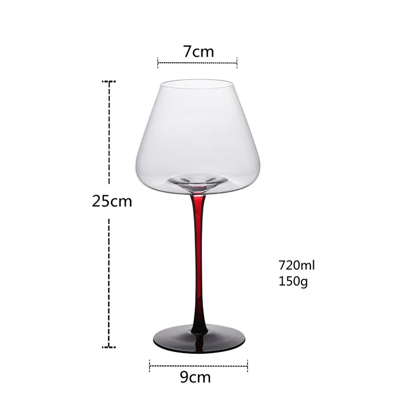 720 مللي كأس زجاجي كريستال بورجوندي كأس النبيذ الأحمر أحمر أسود سوبرينغ كأس للنبيذ مأدبة ويسكي الزجاج براندي الزجاج زجاج الشمبانيا