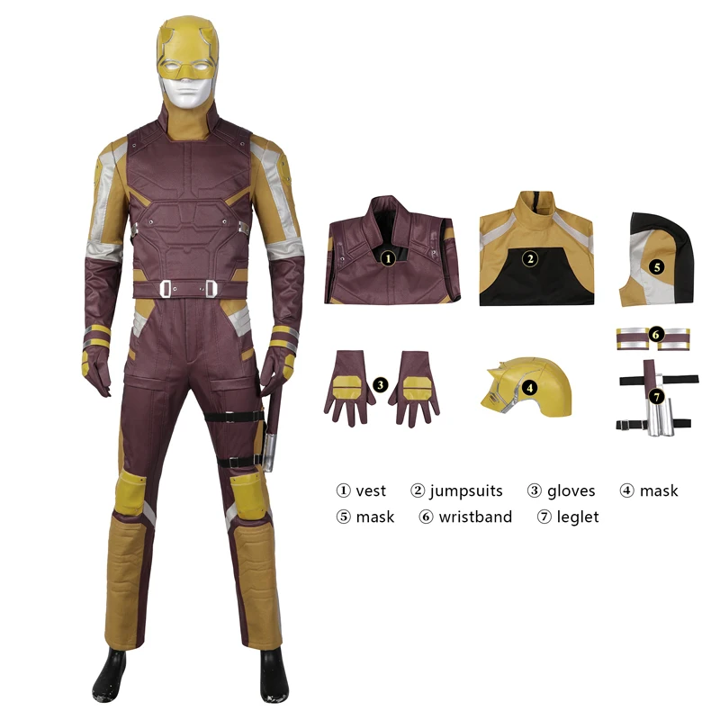 New Daredevil Cosplay Costume TV She-Hulk Daredevil Bodysuit Hat Vset Mask Halloween Superhero Costume