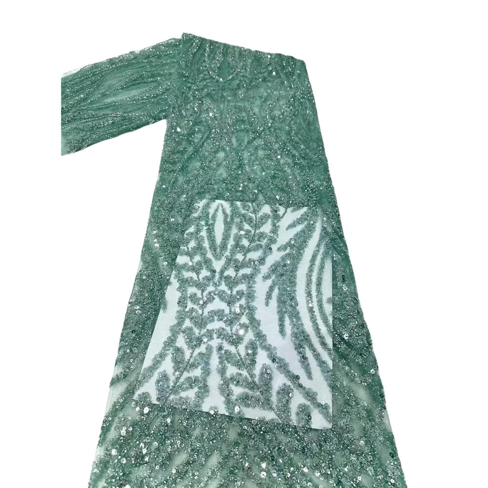 

Luxury African Sequins Lace Fabric High Quality ZH-14063011 Beaded Embroidery French Tulle Lace For Nigerian Wedding