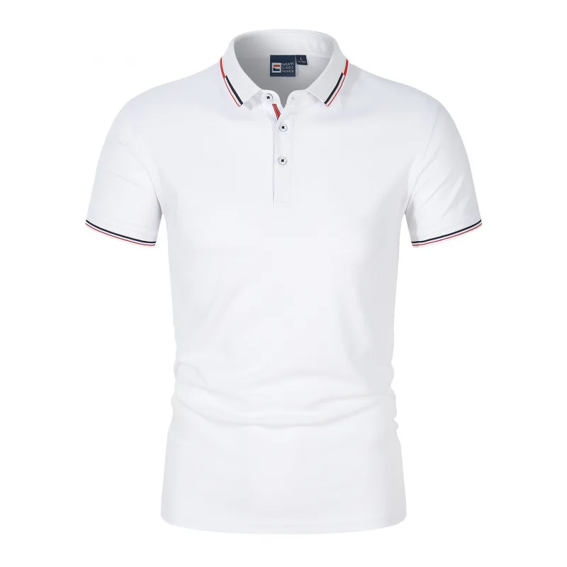 

Polo Shirt Large Size Light Plate Stand Up Collar T-shirt European and American Loose Short Sleeved New Solid Color