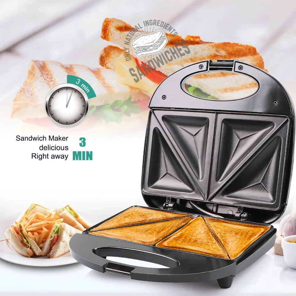 

110V-220V Household Sandwich Maker, Waffle, Electric Baking Pan Double Sided Heating Multifunctional Light Food Bread
