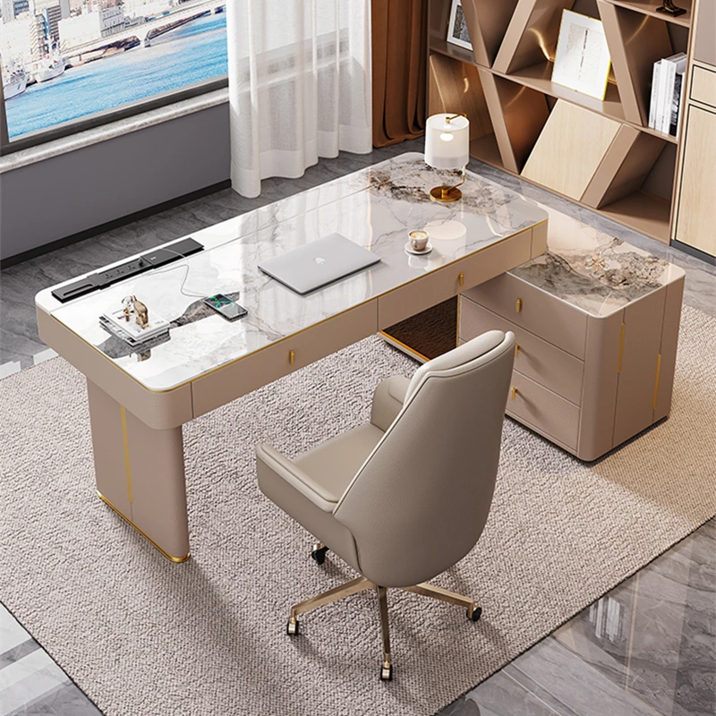 Desk, computer desk, rock board, corner dressing table, all solid wood storage cabinet, integrated table