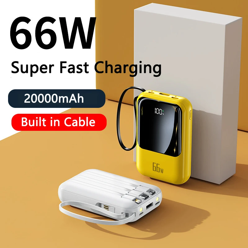 

20000mAh Mini Power Bank 66W Super Fast Charging For iPhone 15 X Huawei Xiaomi Samsung PD 20W External Battery Charger Powerbank