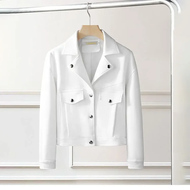 Printemps automne nouveau haut de gamme décontracté daim veste courte vêtements d'extérieur femmes facile minceur ample à manches longues simple boutonnage veste hauts