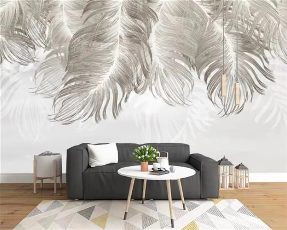 

Custom wallpaper feather Custom wallpaper mural modern Nordic background wall living room bedroom Hotel decoration обои