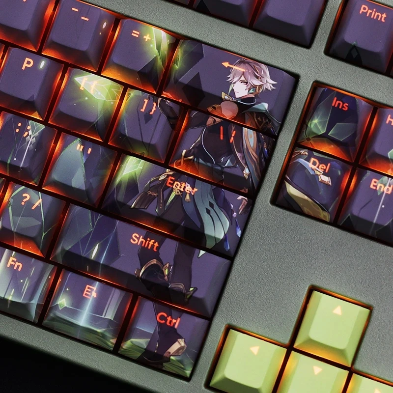 108คีย์ PBT Dye Subbed Keycaps การ์ตูน Anime Gaming Key Caps Genshin Impact Alhaitham Backlit Keycap สำหรับ ANSI เค้าโครง