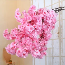 5 pz artificiale Sakura seta Cherry Blossom rami fai da te matrimonio sfondo parete festa casa soggiorno decorazione