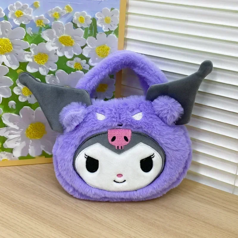 Kawaii Cartoon Handbag Plush Toy Doll Makeup Purse Kuromi Sanrio Bags My Melody Plushie Backpacks Christmas Gift for Girls