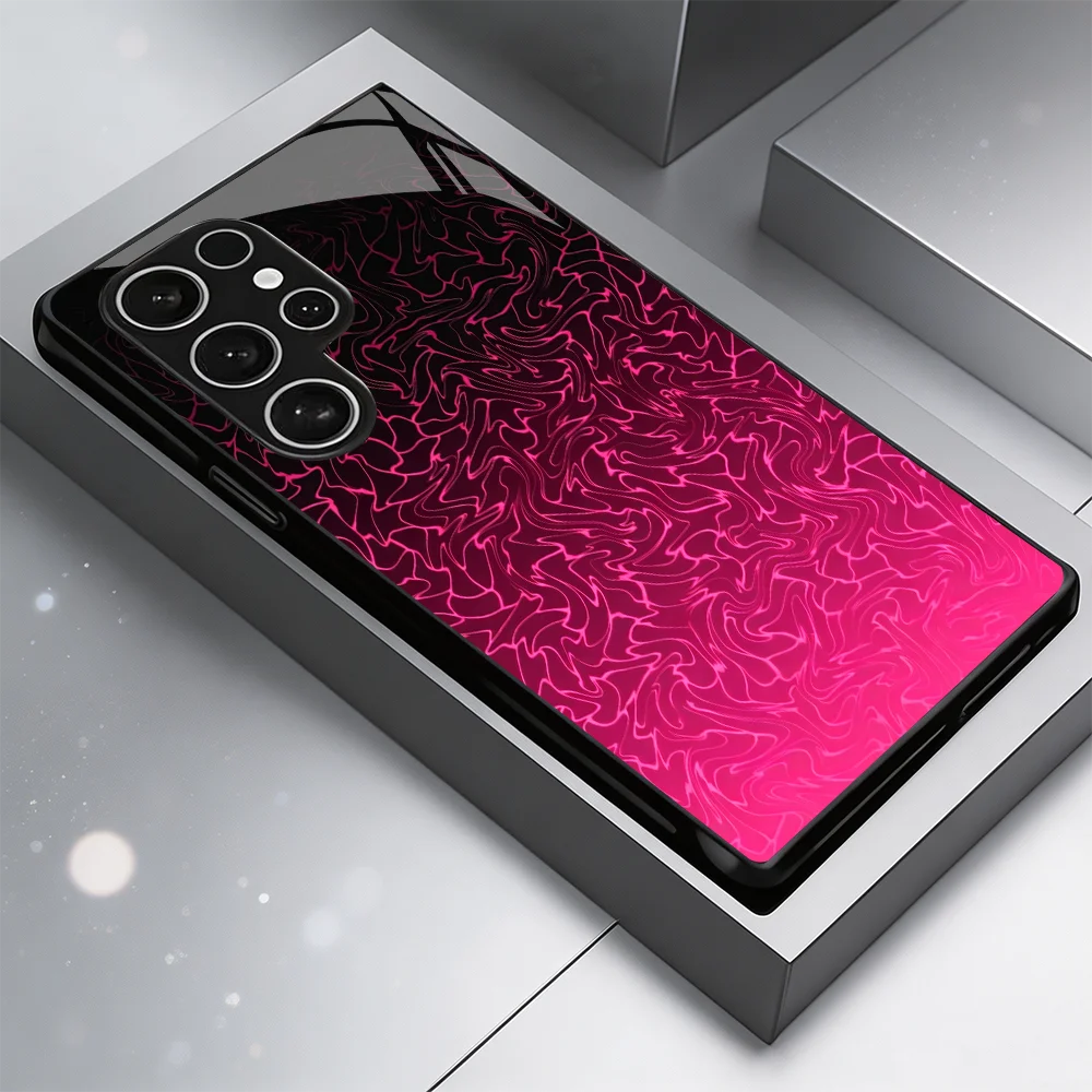 Pink black gradient pattern Tempered Glass Fashion phone case for Samsung Galaxy S26/S25/S24/S23/S22/S21FE Ultra Plus Shockproof