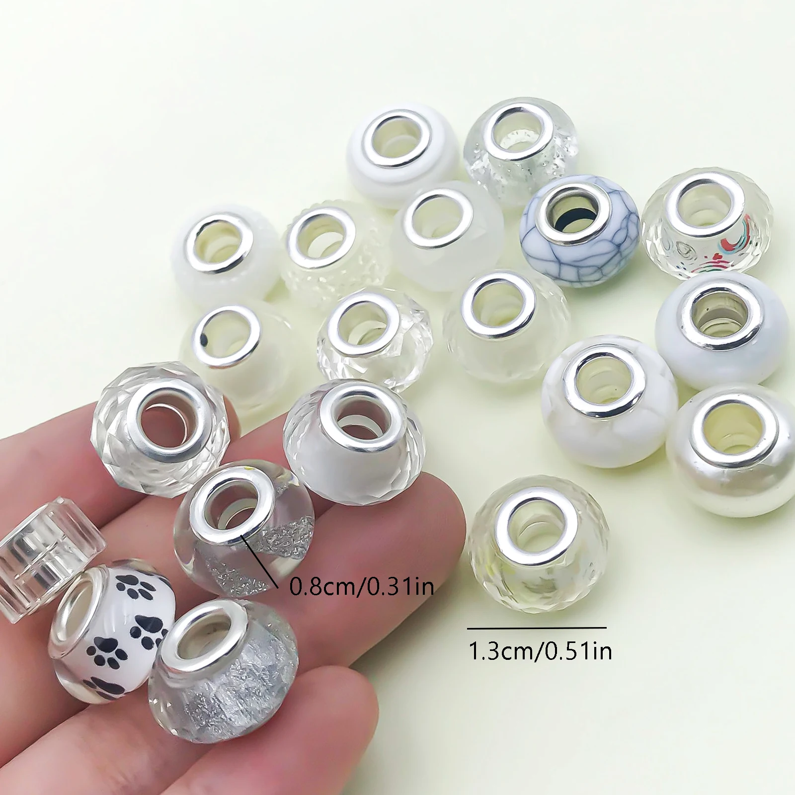 Random mixing 20/50Pcs of 10 Colorful Acrylic Macroporous Beads - Perfect for Making Bracelets, Earrings & Necklaces!