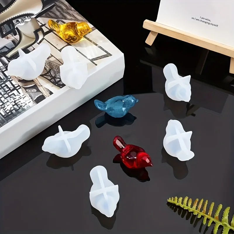 2 Stück DIY 3D-Vogelförmige Silikonform – für Harz-Bastelarbeiten, Epoxid-Gießset – einfach zu verwenden mit mehrfarbigen Harzoptionen