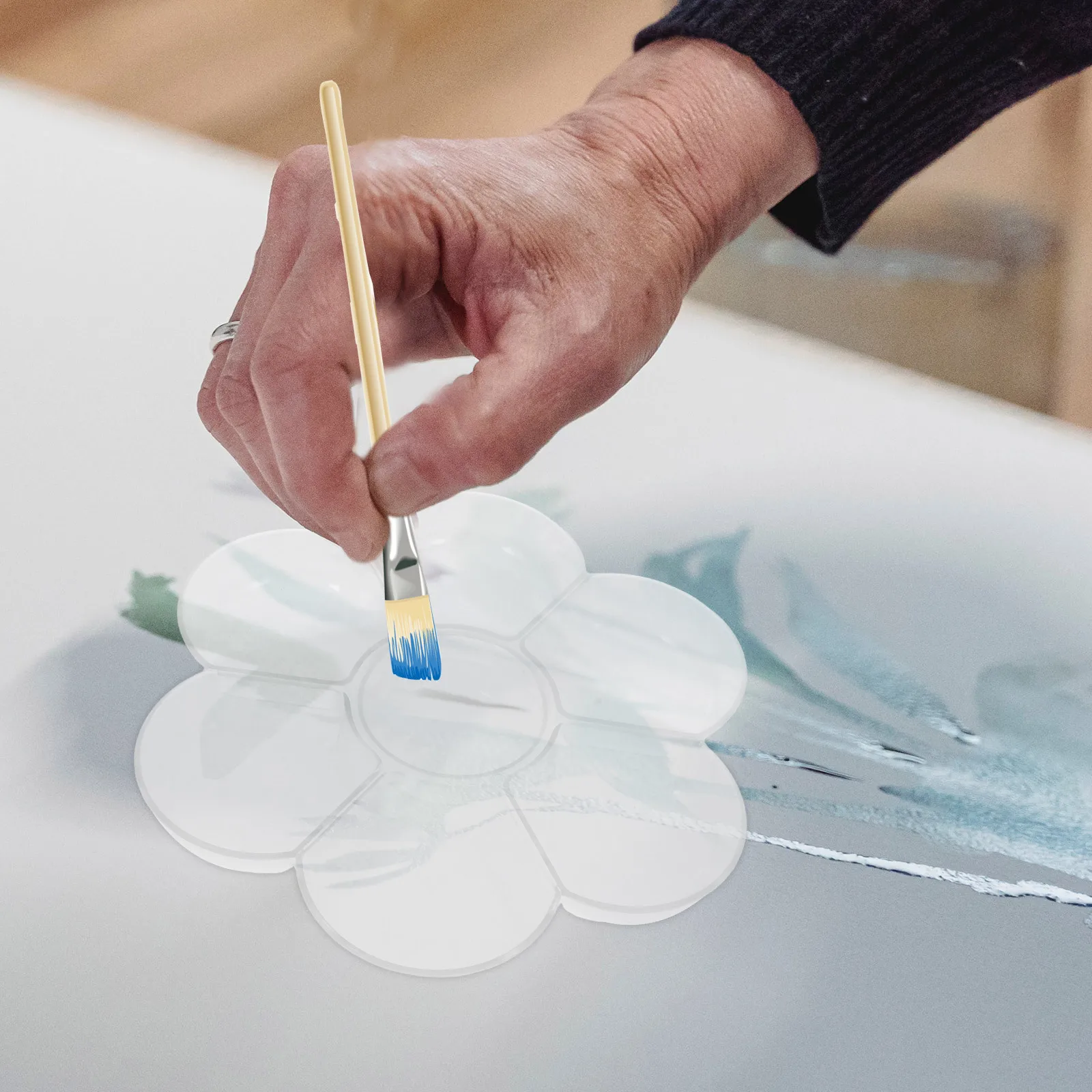 Bandeja de pintura transparente de 3 uds., 7 compartimentos, suministro de arte transparente para estudiantes, paletas de plástico para mezclar pigmentos de acuarela, versátiles para aceite