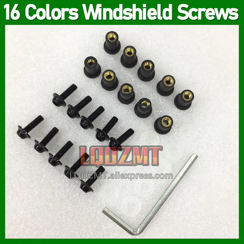 31pcs Moto Body Windshield Bolts For KAWASAKI ZZR250 ZZR-250 1990 1991 1992 93 1995 1996 1997 1998 1999 Windscreen Nuts Screws