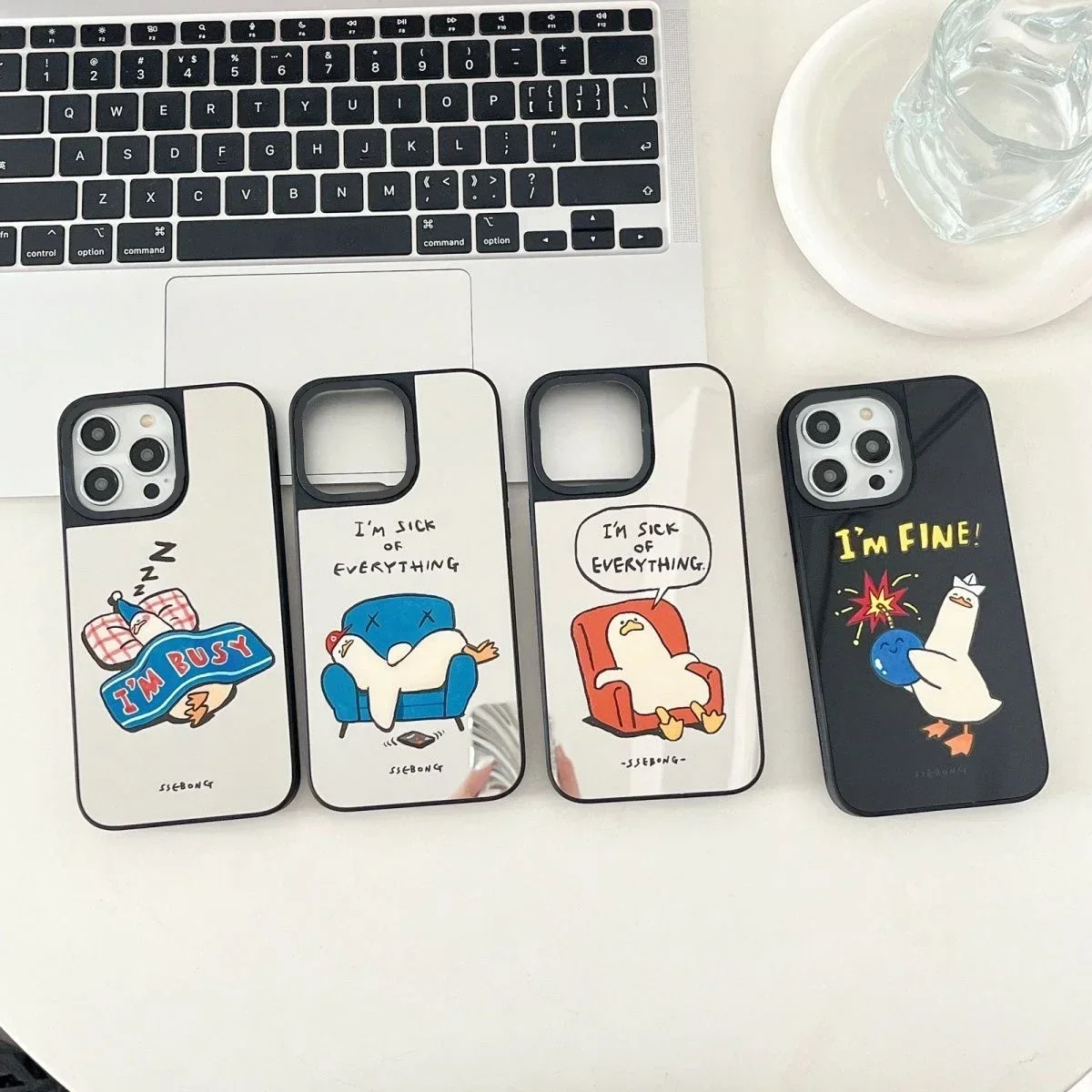 

Sick of Everything Duck Mirror Surface MagSafe Phone Case Cover for IPhone 11 12 13 14 15 16 Pro Max Case for IPhone 16 Pro Max