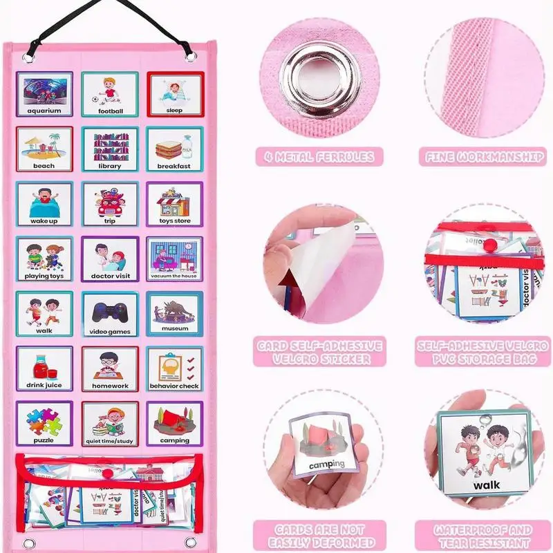 Daily Visual Schedule For Kids Bedtime Routine Children Reward Schedule Waterproof Schedule Chart PVC Bag Included Boy And Girl