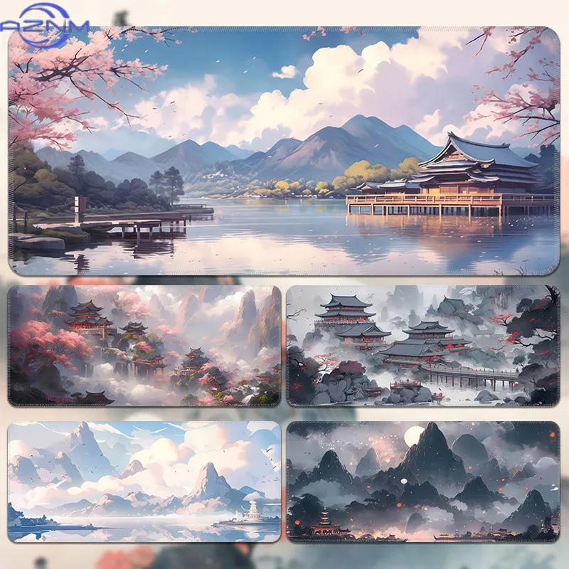 Chinese Sstyle Mouse Pad Large Mountain Scenery Creative Custom Animation Computer Keyboard Pads Non-slip Desk Mat