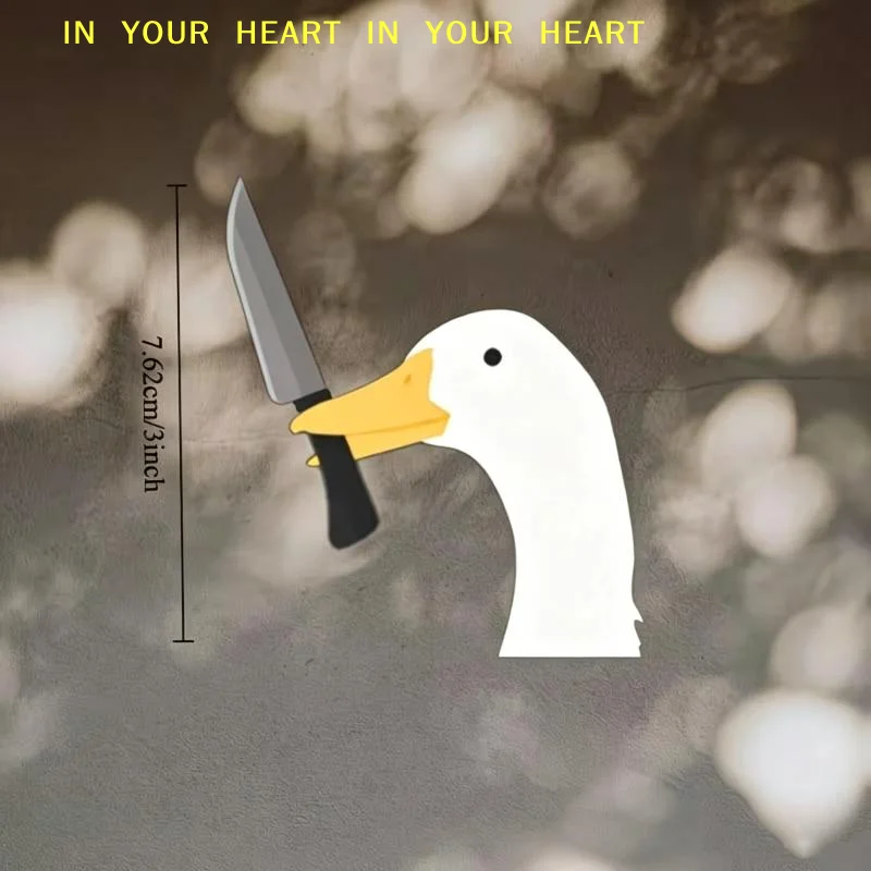 【X】Cute Funny Goose With Knife Car Sticker Waterproof No Residue Decal for Rearview Mirror Motorcycle Laptop Window Decor