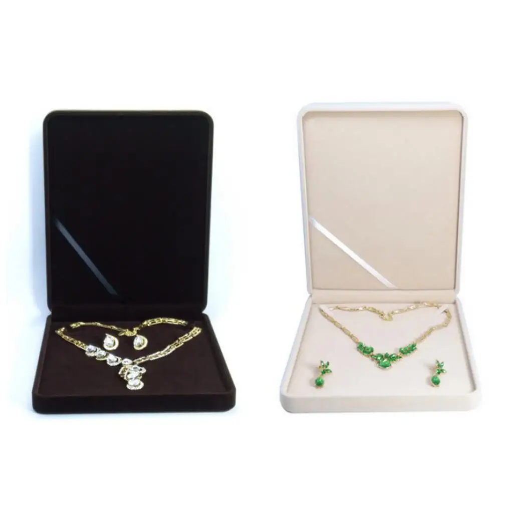 

Velvet Jewelry Storage Organizer Necklace Display Box Holder Tray for Proposal Engagement Wedding Jewelry Showcases