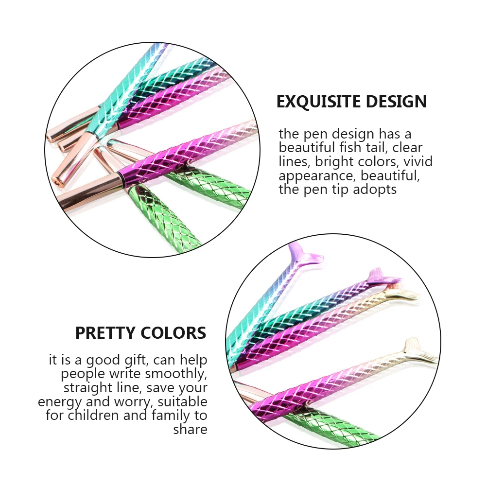 

6pcs Smooth Writing Gel Household Sign Portable Handwriting Pens Mermaid Tail Design Kids Friendly Ink Pens For Office Home