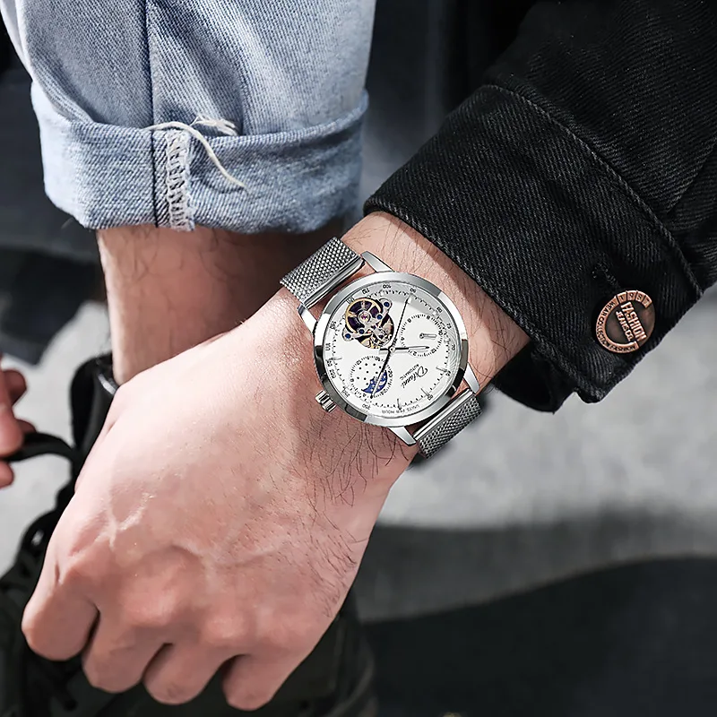 2025 New Deluxe Men's Watch Mechanical Watch Fully Automatic Hollow Fashion Trend Waterproof Student Business Quartz Watch Gift