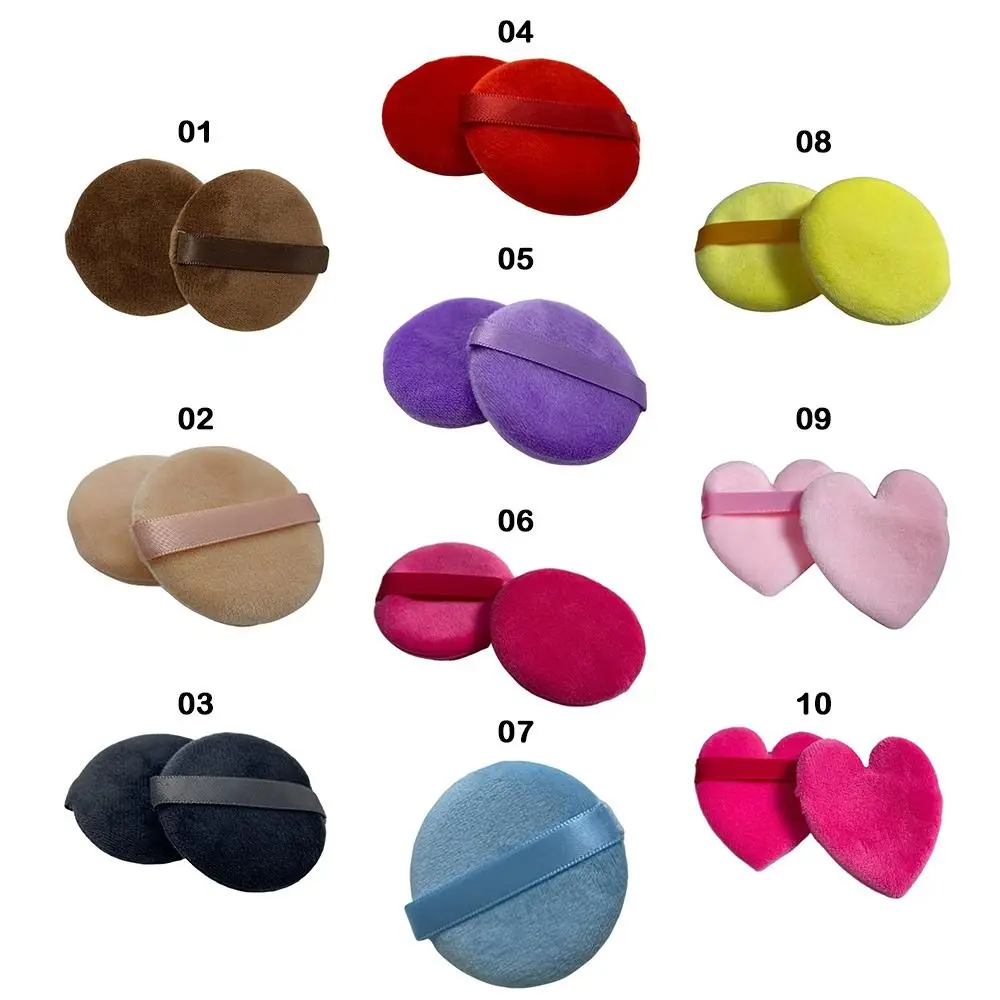 5 pezzi di cuscini per dita del settore lavabili a forma di cuore/rotondo multicolori velluto bagnato asciutto usato spugna mista soffio cosmetico riutilizzabile