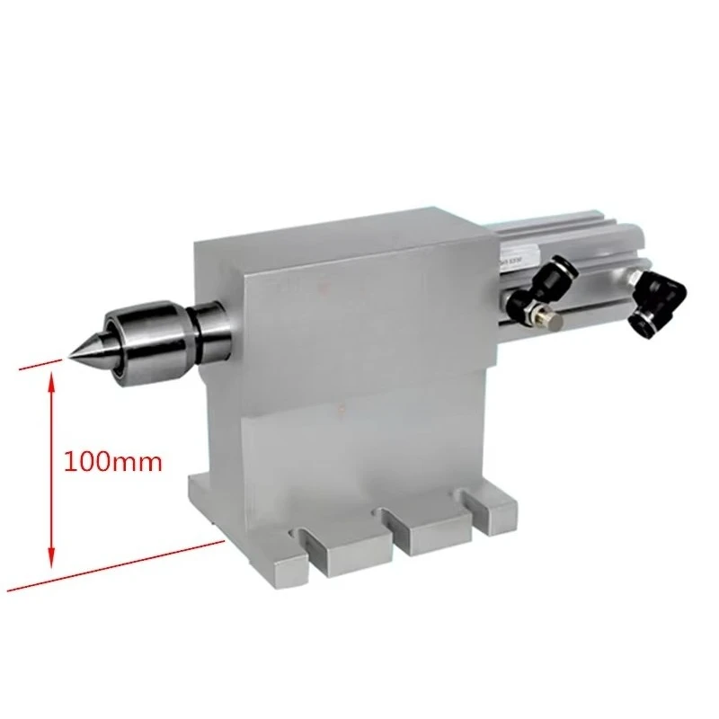 Pneumatic Tailstock for CNC Rotary Axis MT2/ER11Center Height 100mm, 45mm Stroke 4th Axis Engraving Machine Accessories