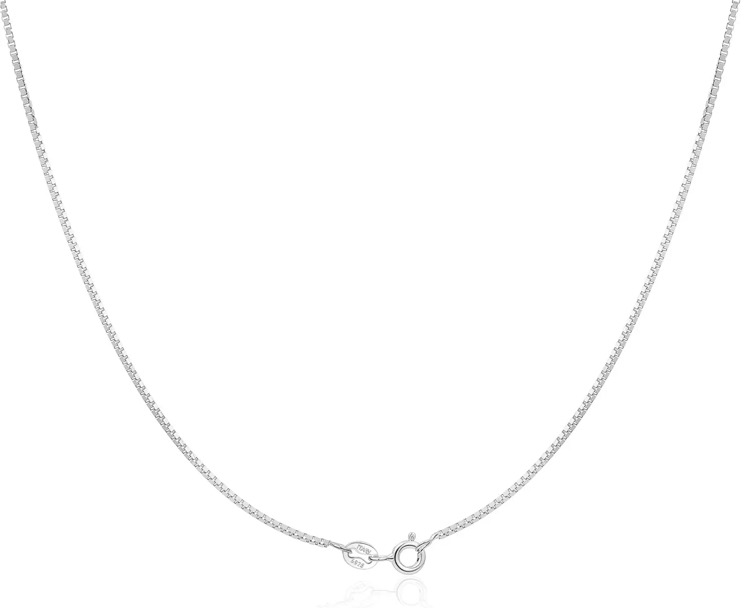 

Dainty Sterling Silver Necklace for Women Simple Thin Box Beaded Snake Herringbone Chain 14 16 18 Inch