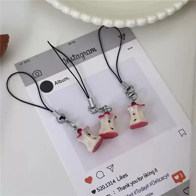 Inspirador bonito engraçado apple telefone corrente pingente versátil chaveiro bestie presente doce saco charme