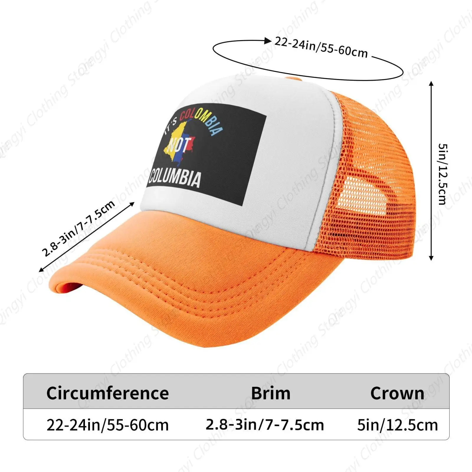 It's Colombia Not Columbias Trucker Hat - Mesh Baseball Snapback Cap for Men Or Women Outdoors Orange