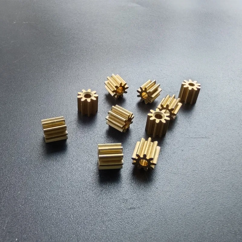 92A 0.5M Copper Gear 9 Teeth 1.98mm (2mm Tight) Steering Pinion UAV Model Toy Accessories Technology Class DIY Model Parts 10PCS