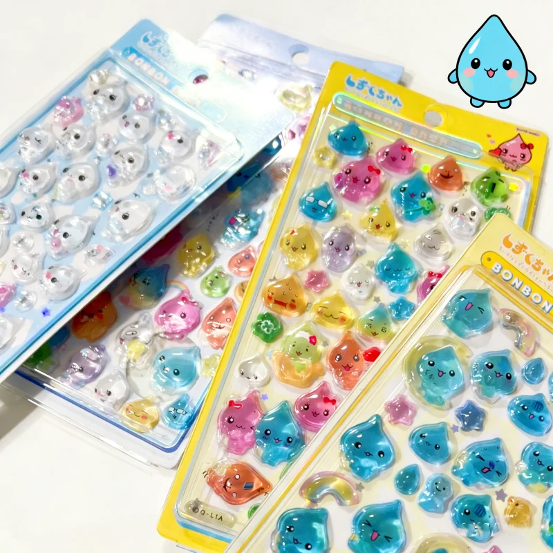 Adesivo Decorativo in Resina a Forma di Goccia d'Acqua in Stile Antico, Cristallo 3D Tridimensionale, Solido e Carino