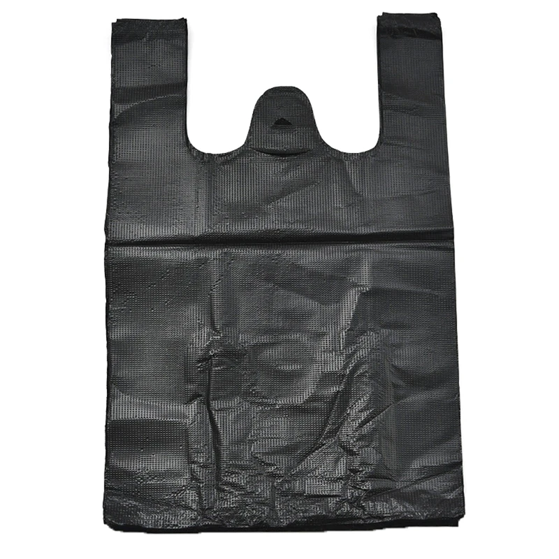 Bolsa de plástico negra gruesa de 80 piezas, almacenamiento de chaleco para llevar, embalaje de compras, basura con asa, cocina, sala de estar