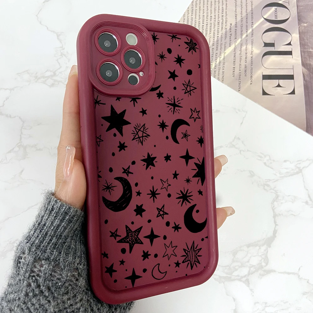 Stars Moon Phone Case for Huawei P50 P40 P30 P20 Mate 40 30 20 Nova 10 9 7 Y70 Pro Plus Soft TPU Ladder Lens Cover