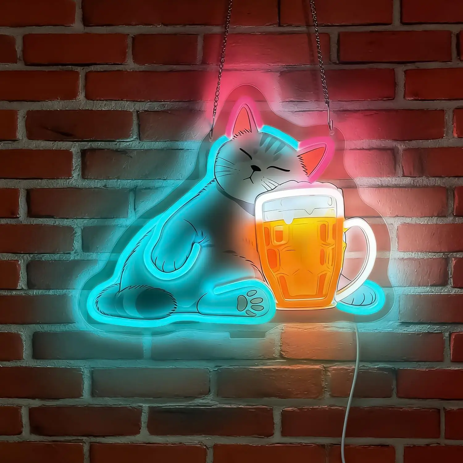 

Cat Neon Sign Driking Cat USB Dimmable LED Lights for Bar Bedroom Dorm Hallway Garage Gaming Room Tabletop Wall Decor Art Gifts