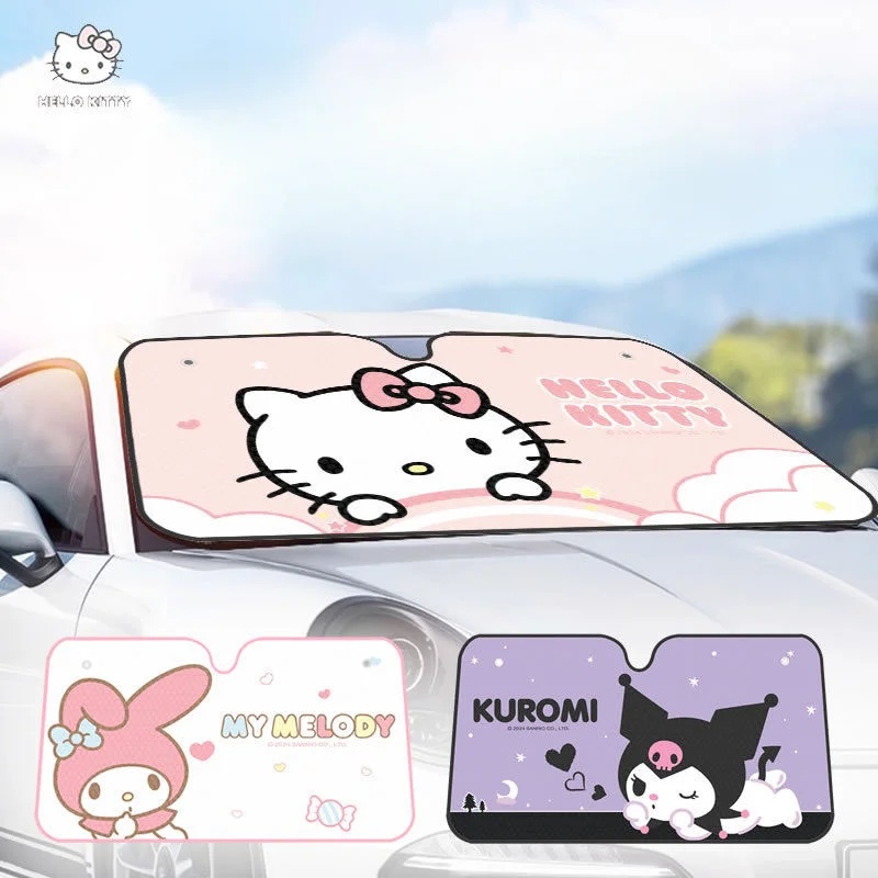 Hello Kitty Car Sunshade Front Glass Heat Insulation Sun Protection Sunshade Baffle Cute Kulomie Window Sunshade