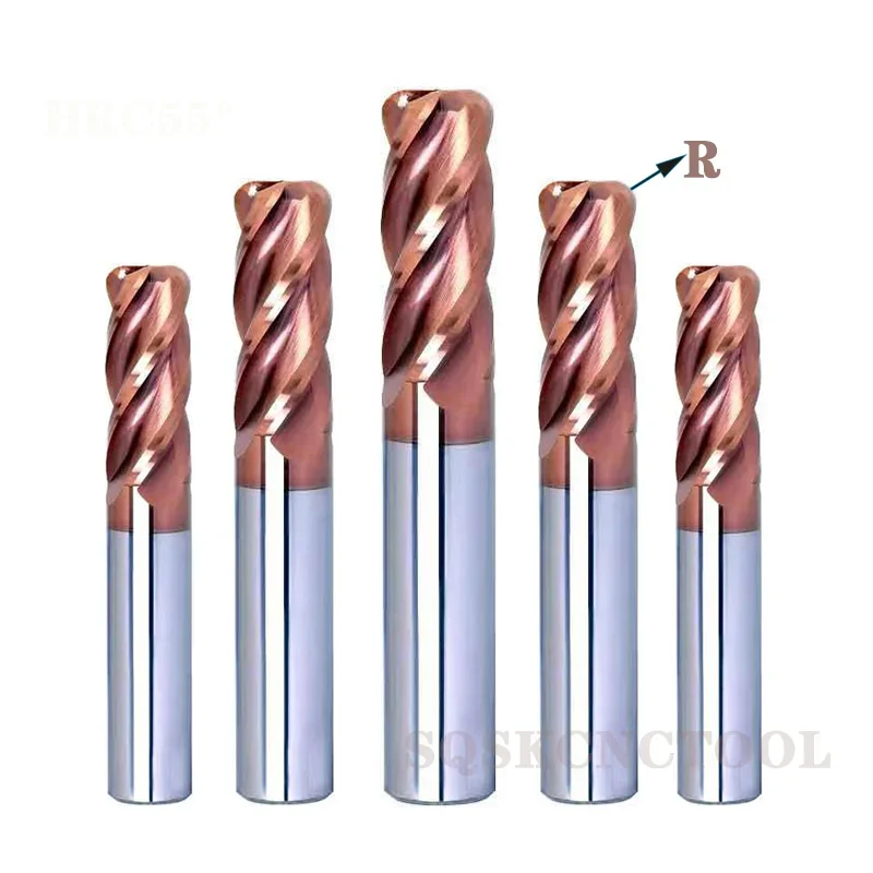 SLUGB Corner Rounding End Mill Carbide CNC Router Bit HRC45-65 4-Flute Nano Coating Milling Tool
