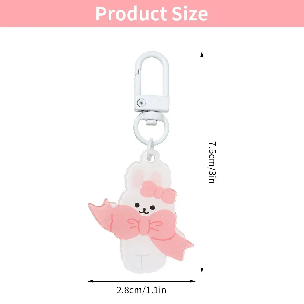 Woman Acrylic Phone Chain Keyring Bag Pendant Rabbit Cat Bear Keychains
