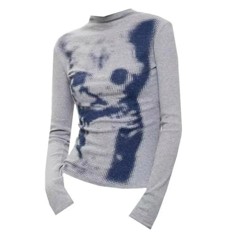 

Американская забавная уличная одежда Футболки с рисунком кота Женская одежда с длинным рукавом Японская одежда 2000-х годов Y2k Футболки с милым котом Милая электронная девушка