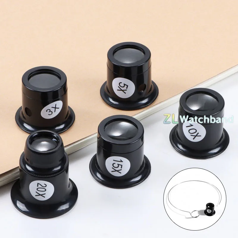 Jewelers Eye Loupe Loop Magnifier Glass Watchmaker 3X 5X 10X 15X 20X Portable Monocular Watch Magnifier Tool Kits Repair Tools