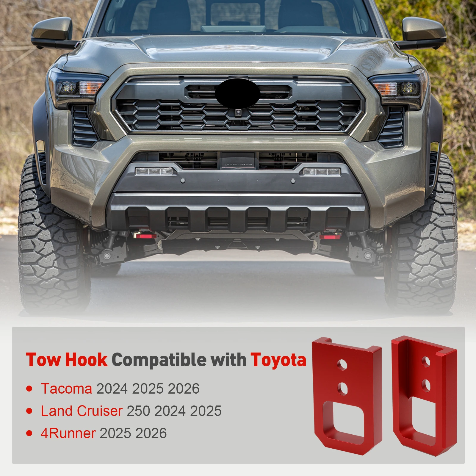 

2PCS For Toyota 4Runner 2025-2026 Car Tow Hooks For Toyota Tacoma 2024-2026 For Toyota Land Cruiser LC250 Alluminum Alloy
