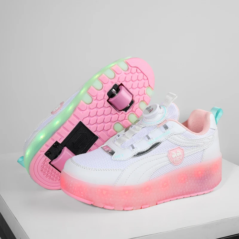 

Roller Sneakers for Boys & Girls: Kids' 8-Wheel Invisible Roller Shoes, 4-Wheel Skates for Students